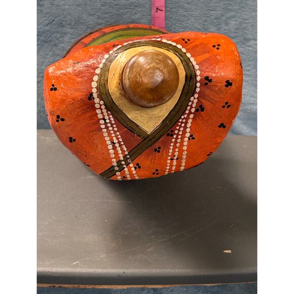 Wooden Jewelry Holder Mini Mannequin Beautiful Indian Hand Painted Vintage - Picture 8 of 16